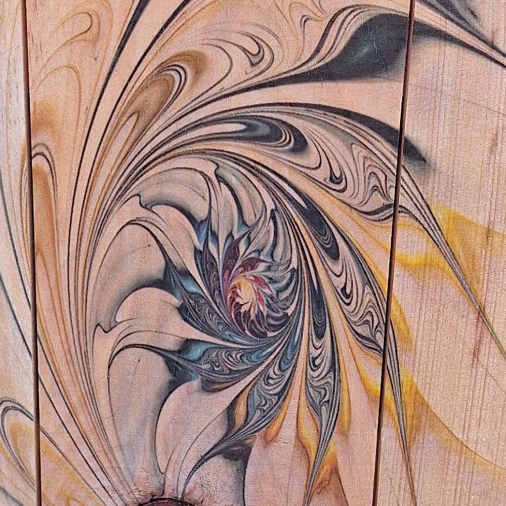 Wooden Wall Hanging Art Natural Pine Spiral Swirl Laser Print Geometric 15x20 - Picture 3 of 15
